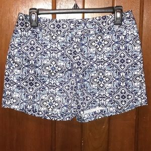 White House Black Market Blue Patterned Shorts